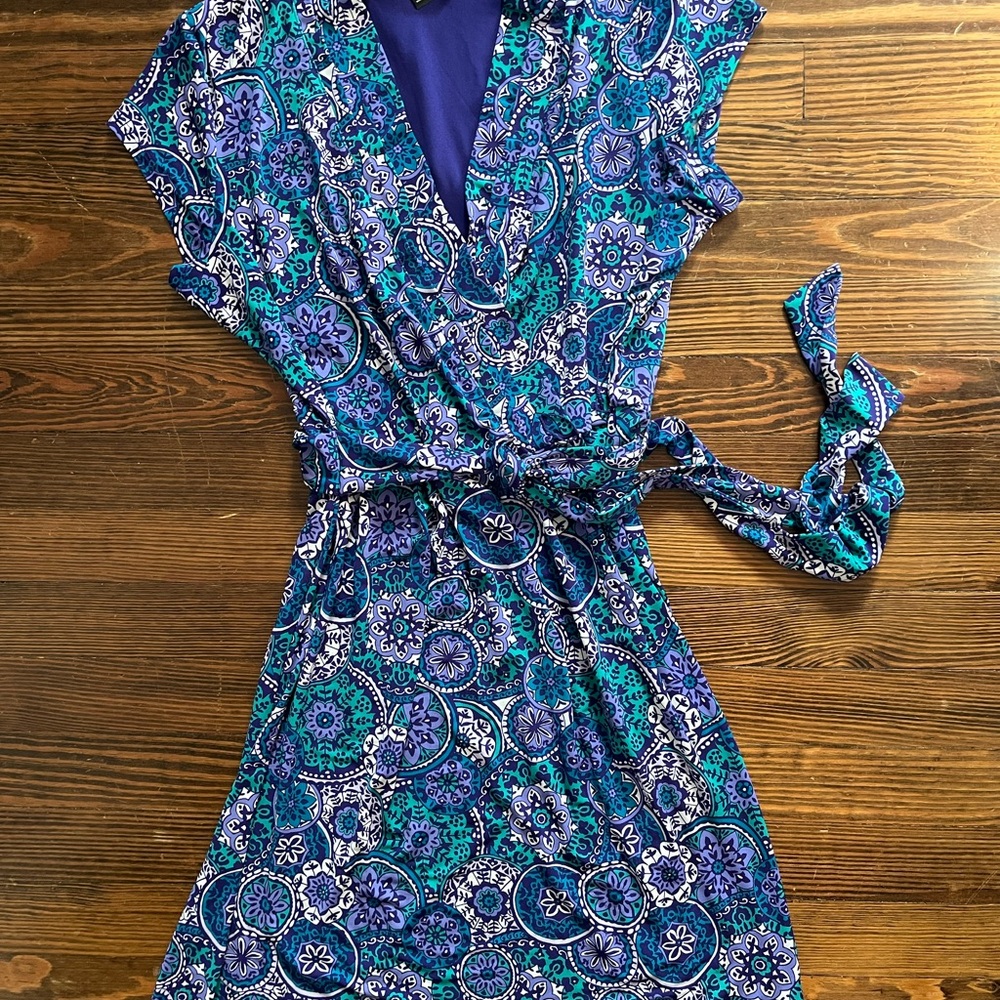 Liz Claiborne Blue and Purple Paisley Mini Dress